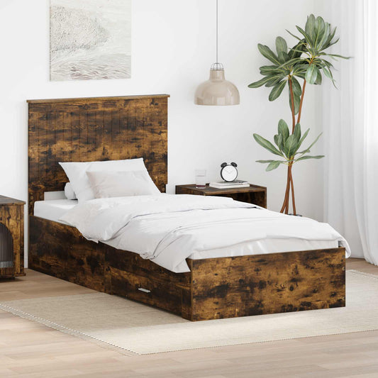 Struttura del letto con cassetto Rovere fumé 90 x 190 cm