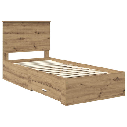 Struttura del letto con cassetto Rovere artigianale 90 x 190 cm | homemem39