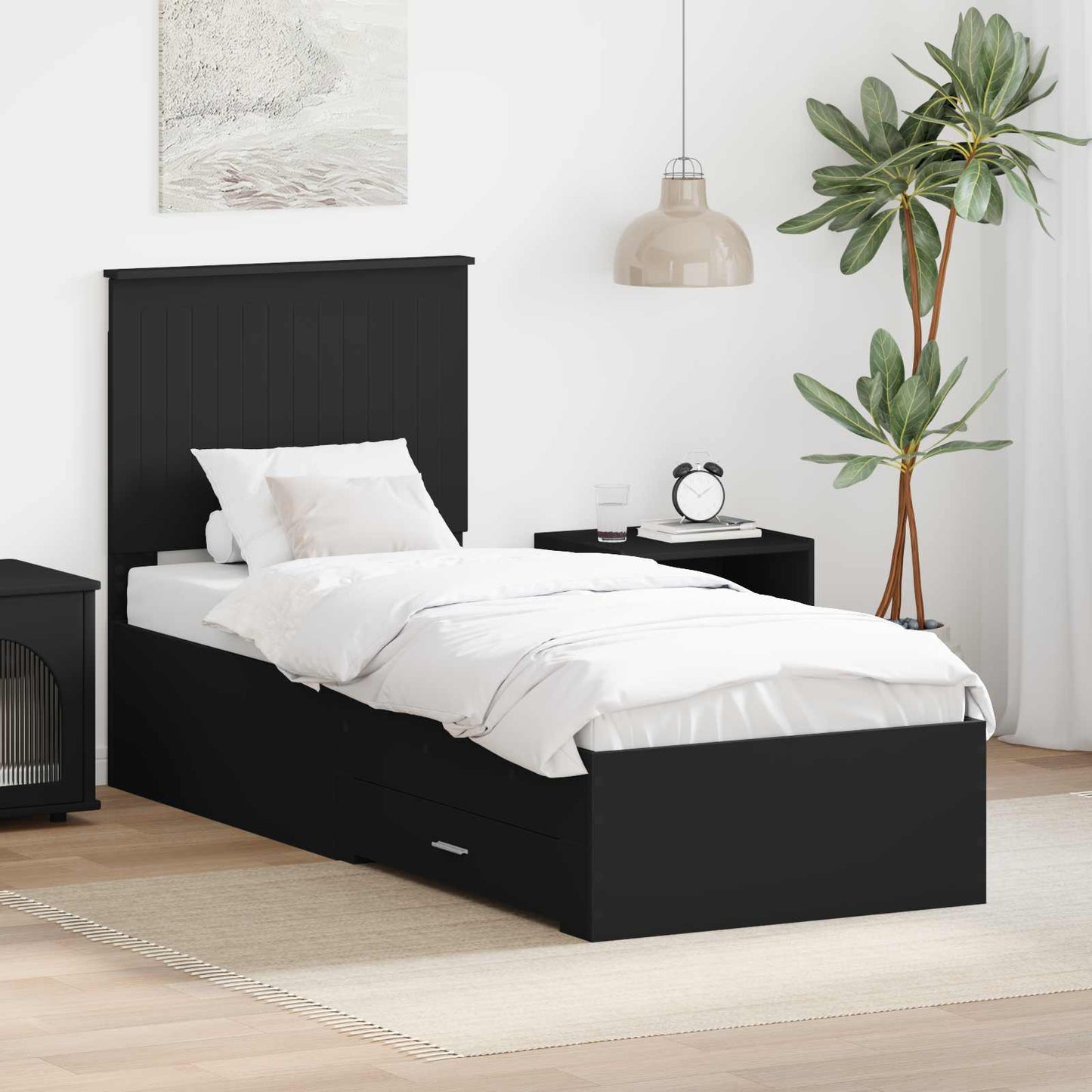 Struttura del letto con testiera Nero e Argento 70 x 190 cm | homemem39