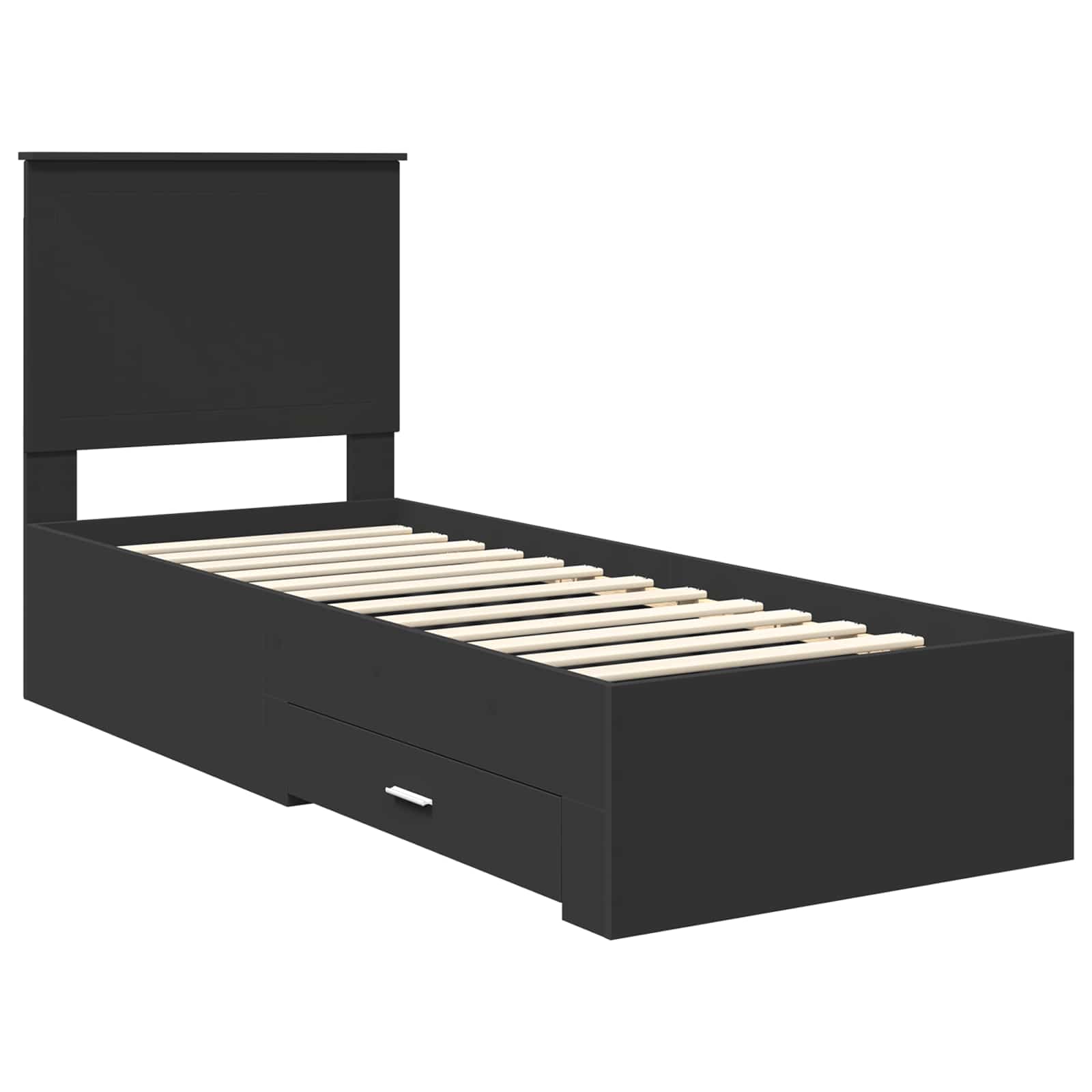 Struttura del letto con testiera Nero e Argento 70 x 190 cm | homemem39