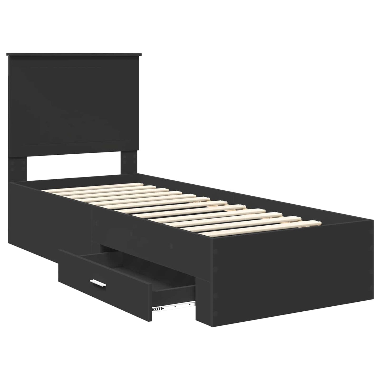 Struttura del letto con testiera Nero e Argento 70 x 190 cm | homemem39
