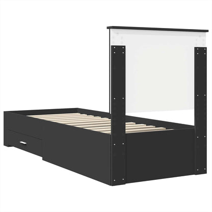 Struttura del letto con testiera Nero e Argento 70 x 190 cm | homemem39
