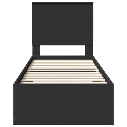 Struttura del letto con testiera Nero e Argento 70 x 190 cm | homemem39