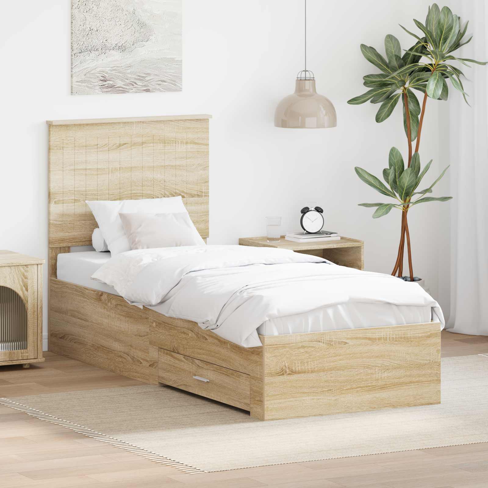 Struttura del letto Rovere Sonoma e Argento 70 x 190 cm | homemem39