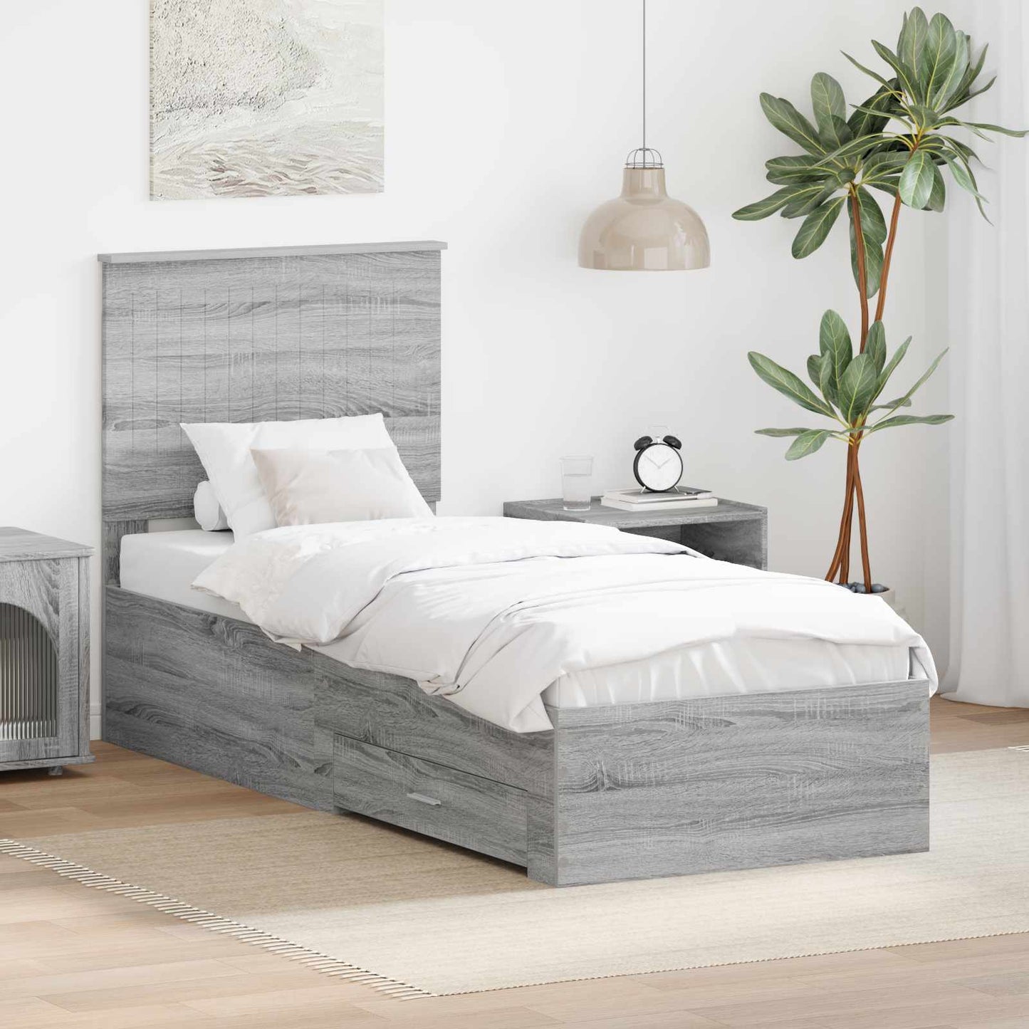Struttura del letto Grigio Sonoma e Argento 70 x 190 cm | homemem39
