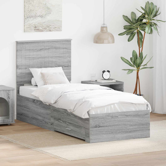 Struttura del letto Grigio Sonoma e Argento 70 x 190 cm | homemem39