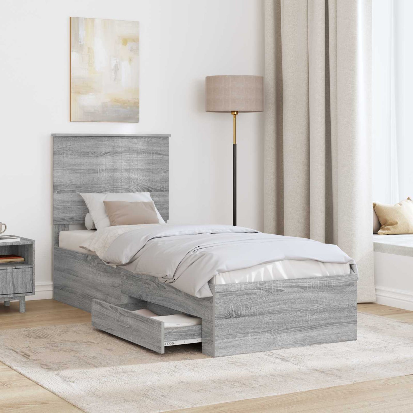 Struttura del letto Grigio Sonoma e Argento 70 x 190 cm | homemem39