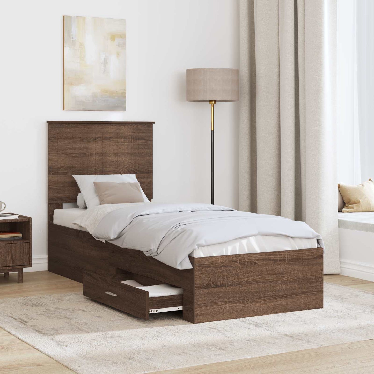 Struttura del letto Rovere Marrone e Argento 70 x 190 cm | homemem39
