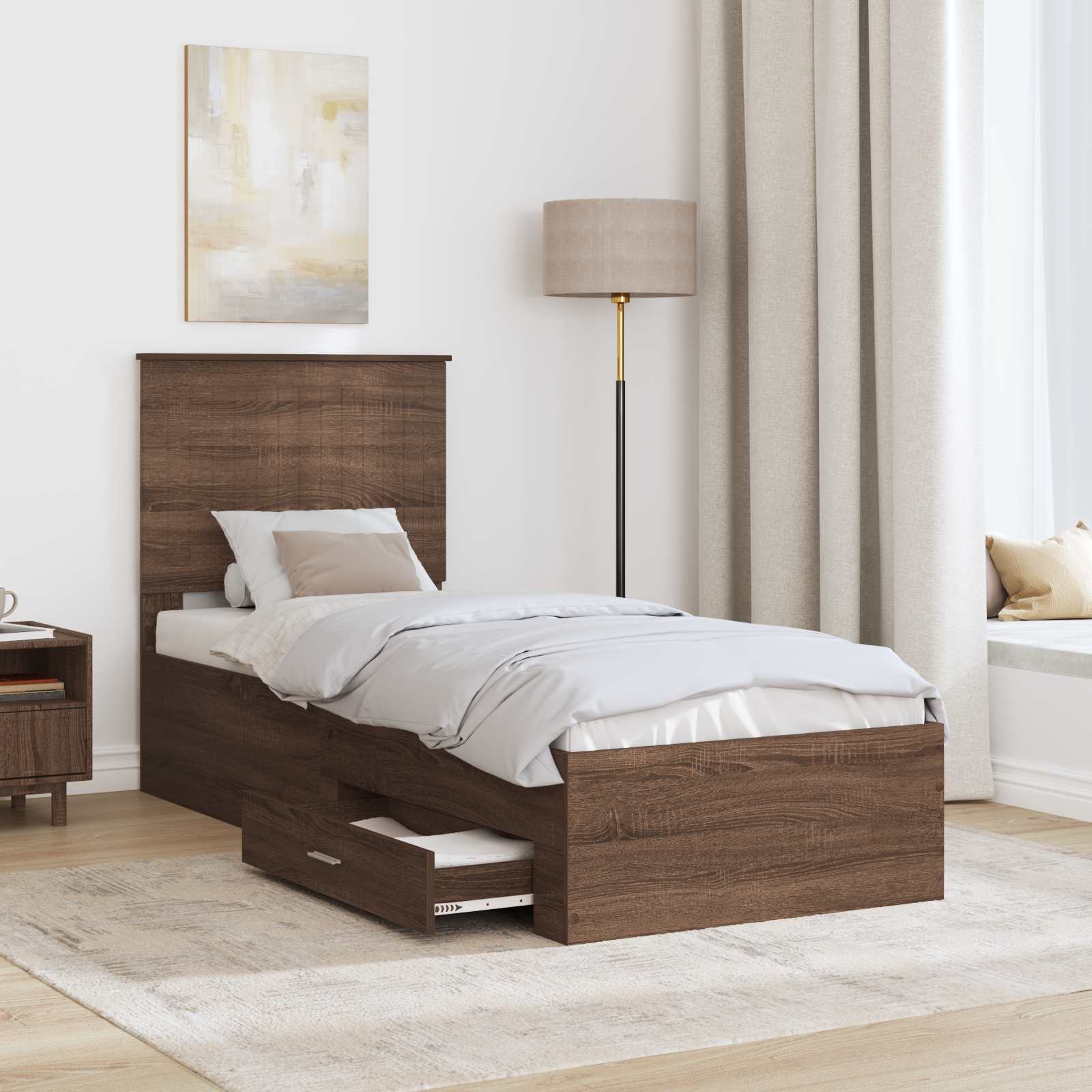 Struttura del letto Rovere Marrone e Argento 70 x 190 cm | homemem39