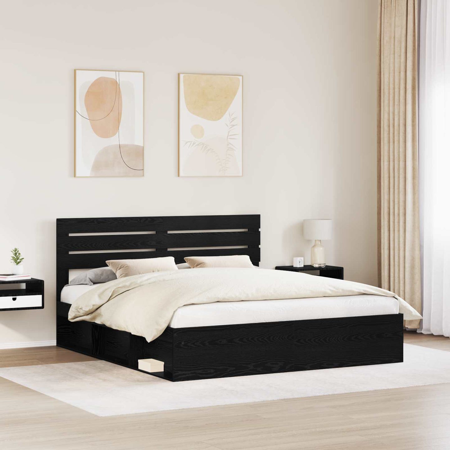 Struttura del letto Nero 200 x 200 cm Pino massello | homemem39
