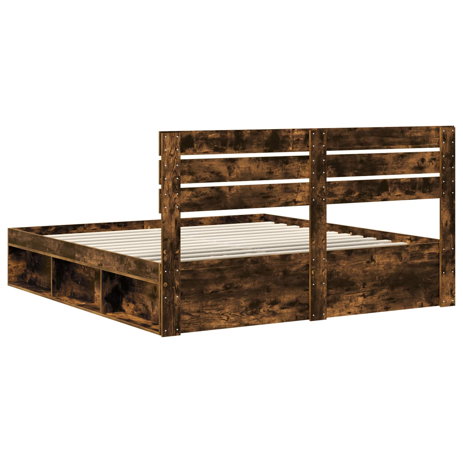 Struttura del letto Rovere fumé 200 x 200 cm Pino massello | homemem39