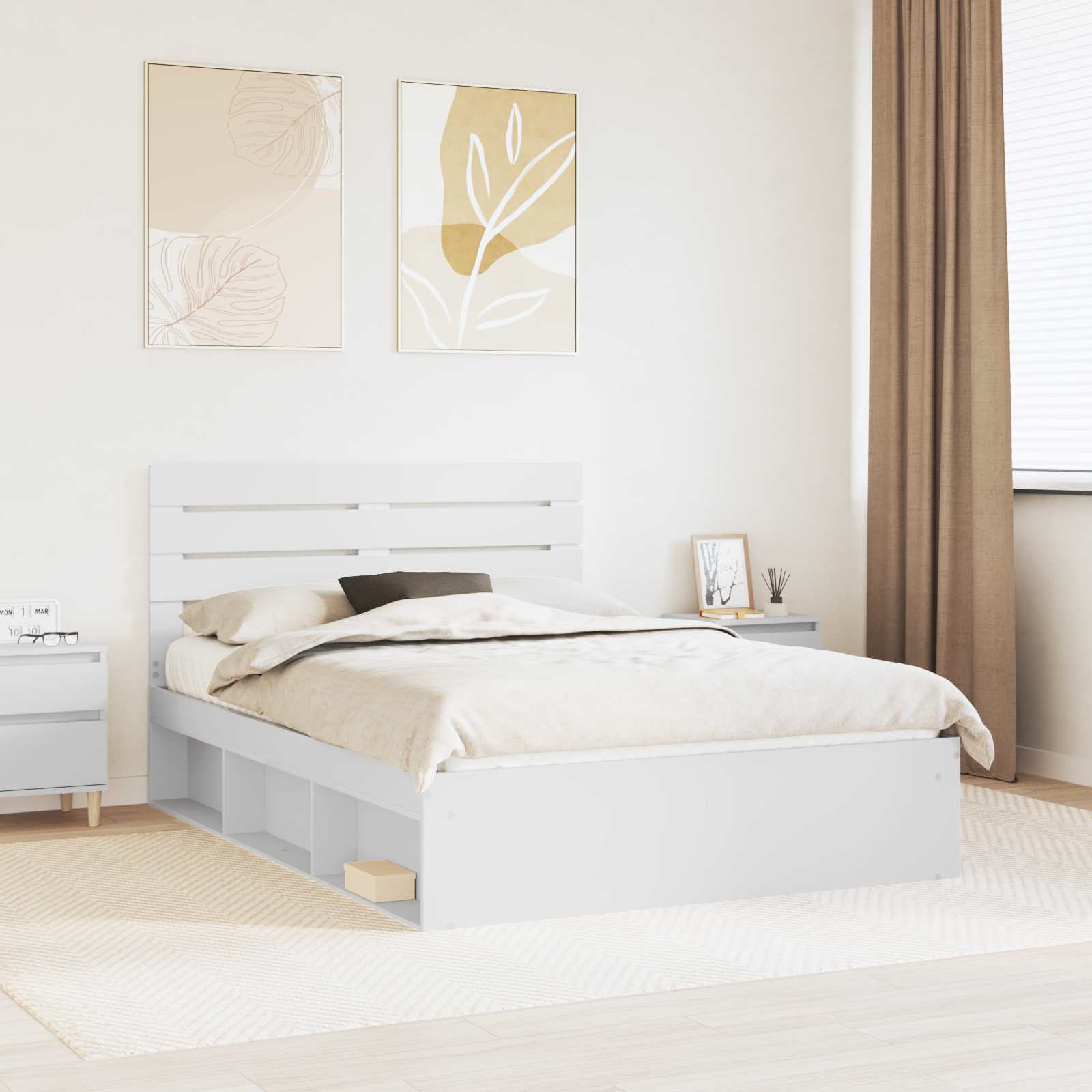 Struttura del letto Bianco 160 x 200 cm Pino massello | homemem39