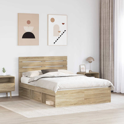 Struttura del letto Rovere Sonoma 150 x 200 cm Pino massello | homemem39