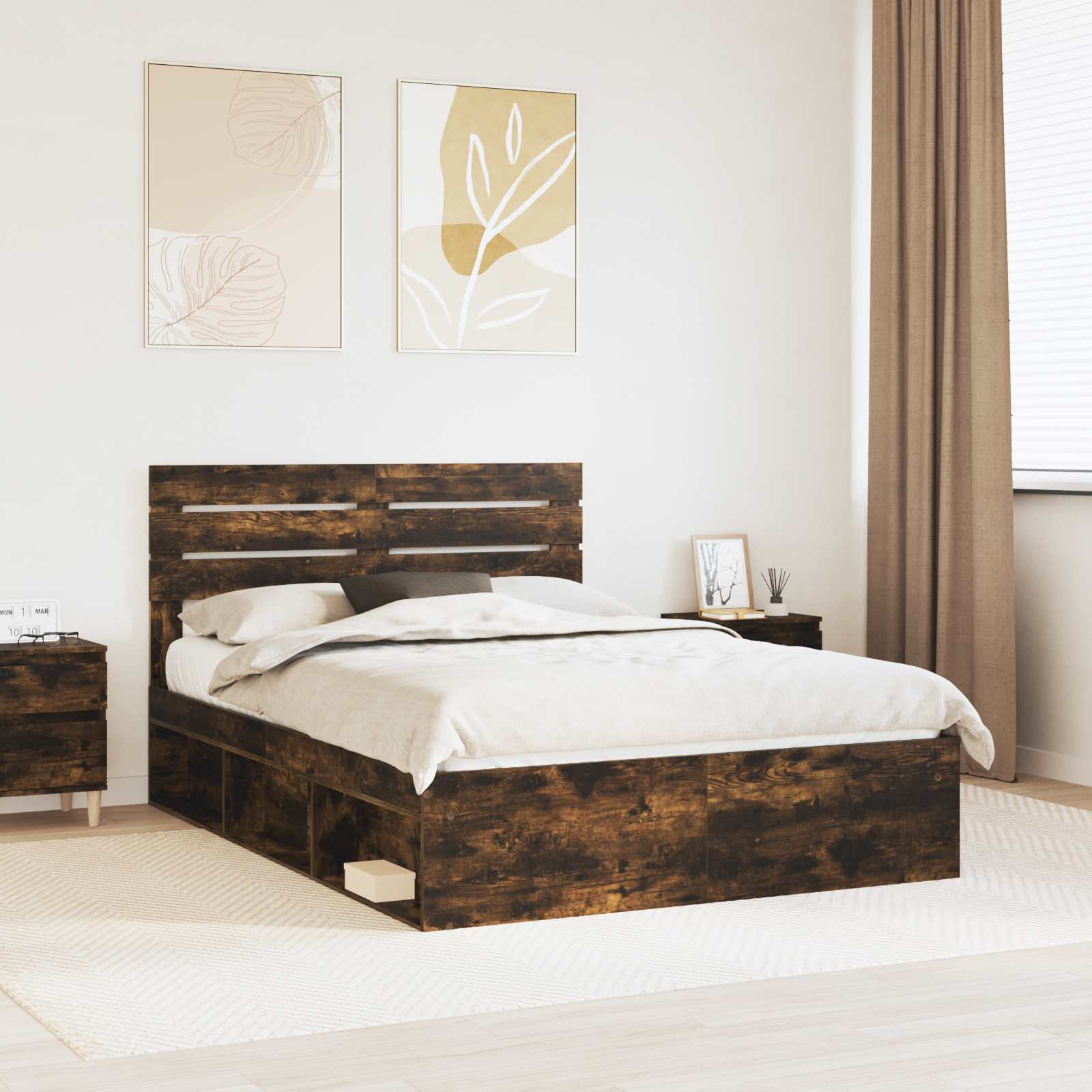 Struttura del letto Rovere fumé 140 x 200 cm Pino massello | homemem39