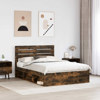 Struttura del letto Rovere fumé 140 x 200 cm Pino massello | homemem39