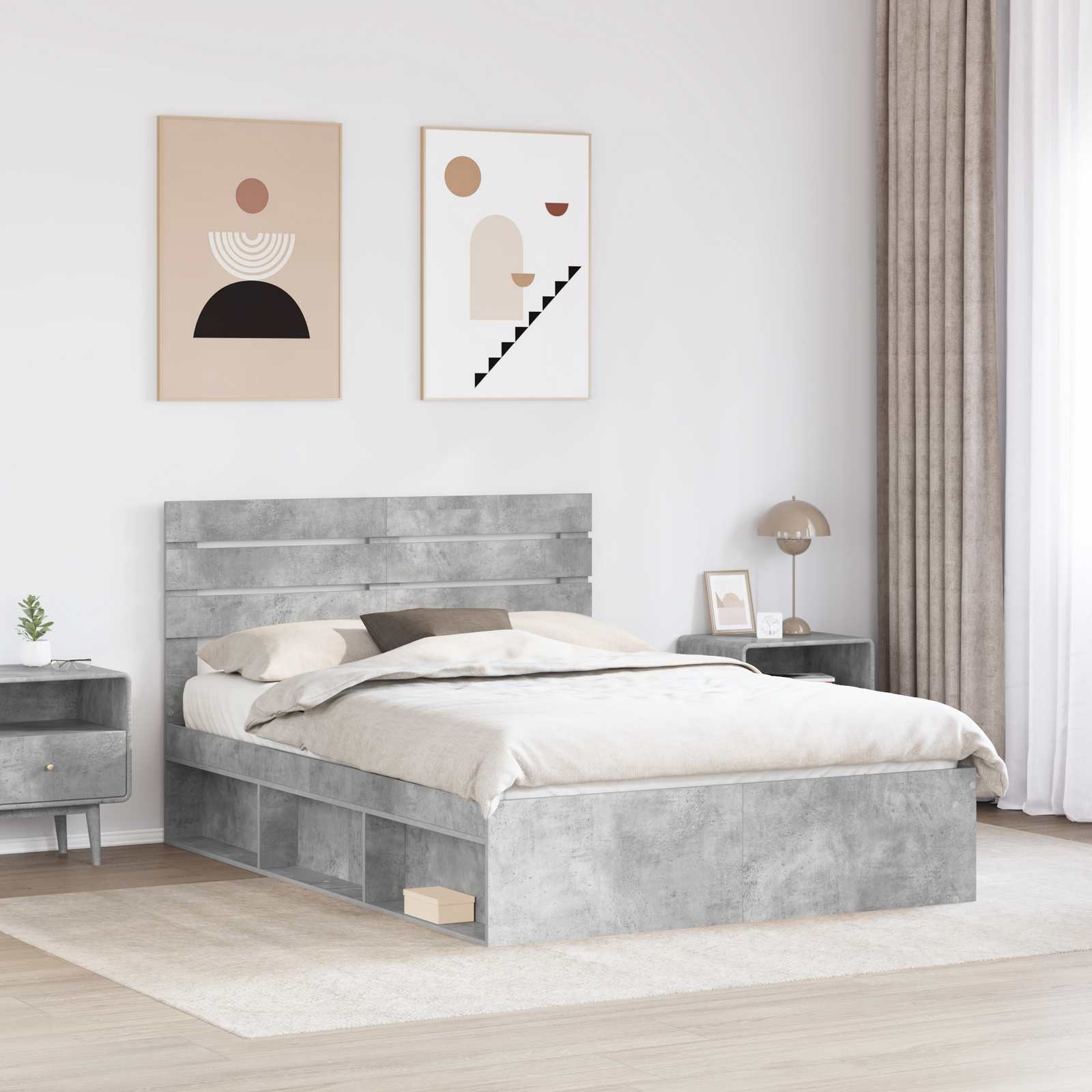 Struttura del letto Calcestruzzo 140 x 190 cm Pino massello | homemem39