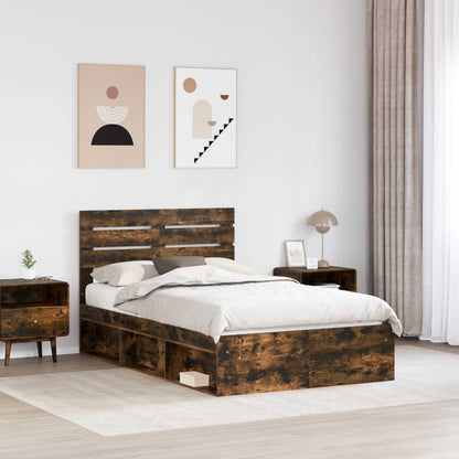 Struttura del letto Rovere fumé 135 x 190 cm Pino massello