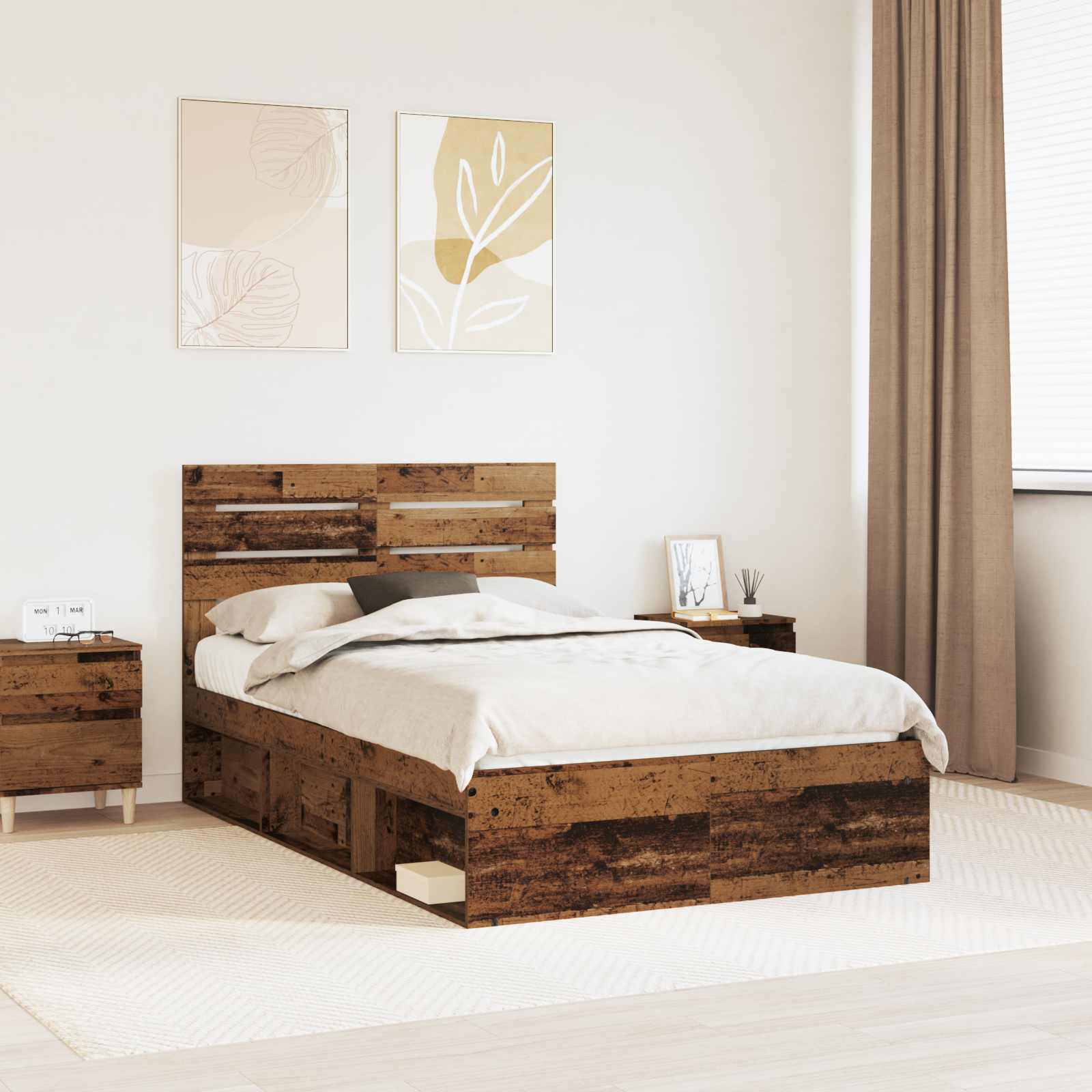 Struttura del letto Legno vecchio 135 x 190 cm Pino massello | homemem39