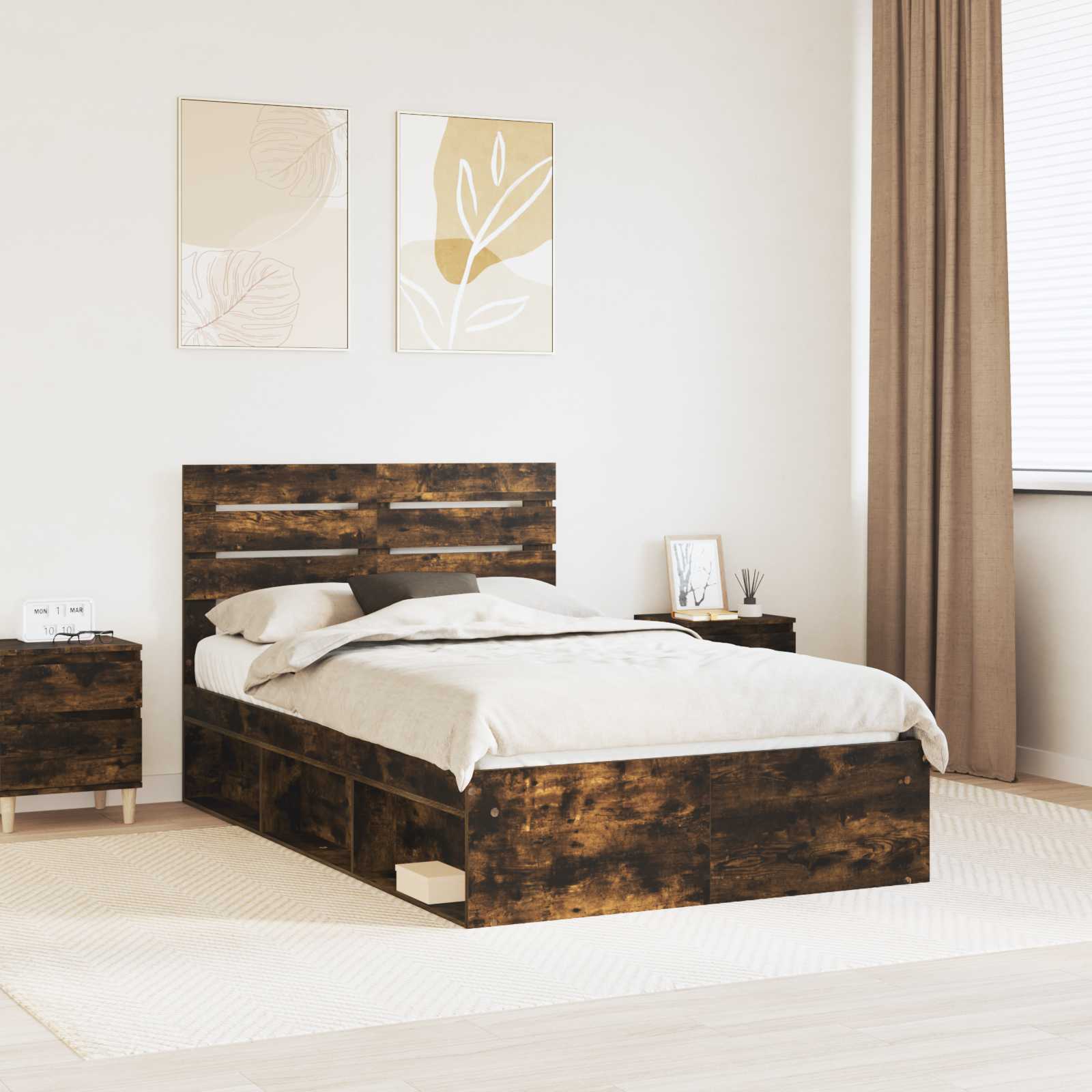 Struttura del letto Rovere fumé 120 x 200 cm Pino massello | homemem39