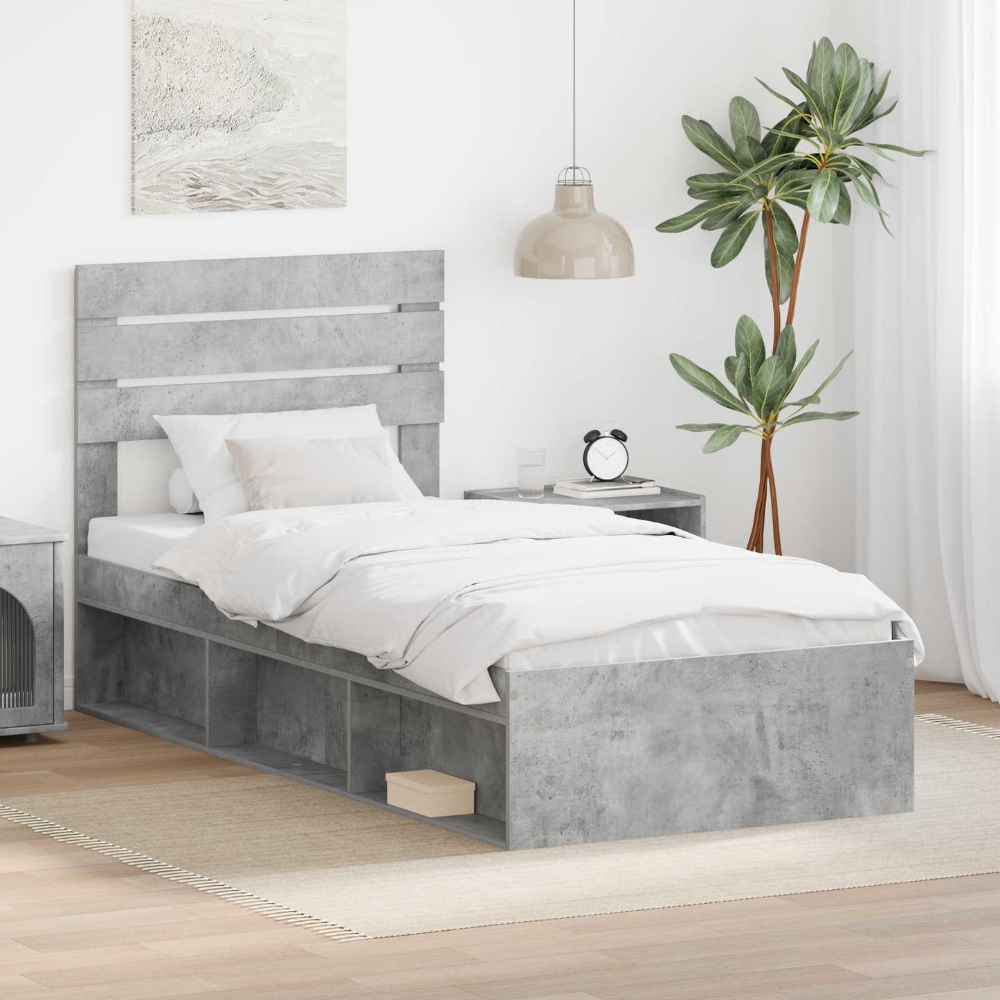 Struttura del letto Grigio Concretè 100 x 200 cm Pino massello | homemem39