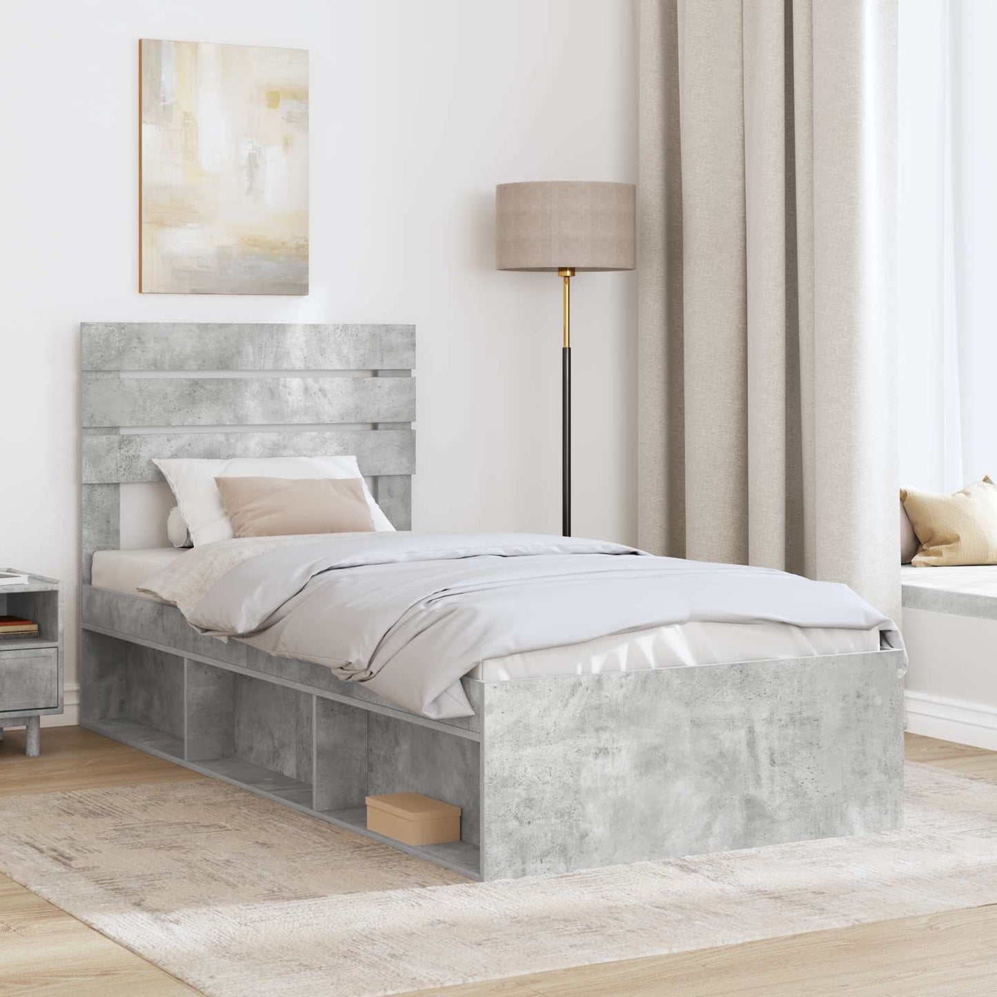 Struttura del letto Grigio Concretè 100 x 200 cm Pino massello | homemem39