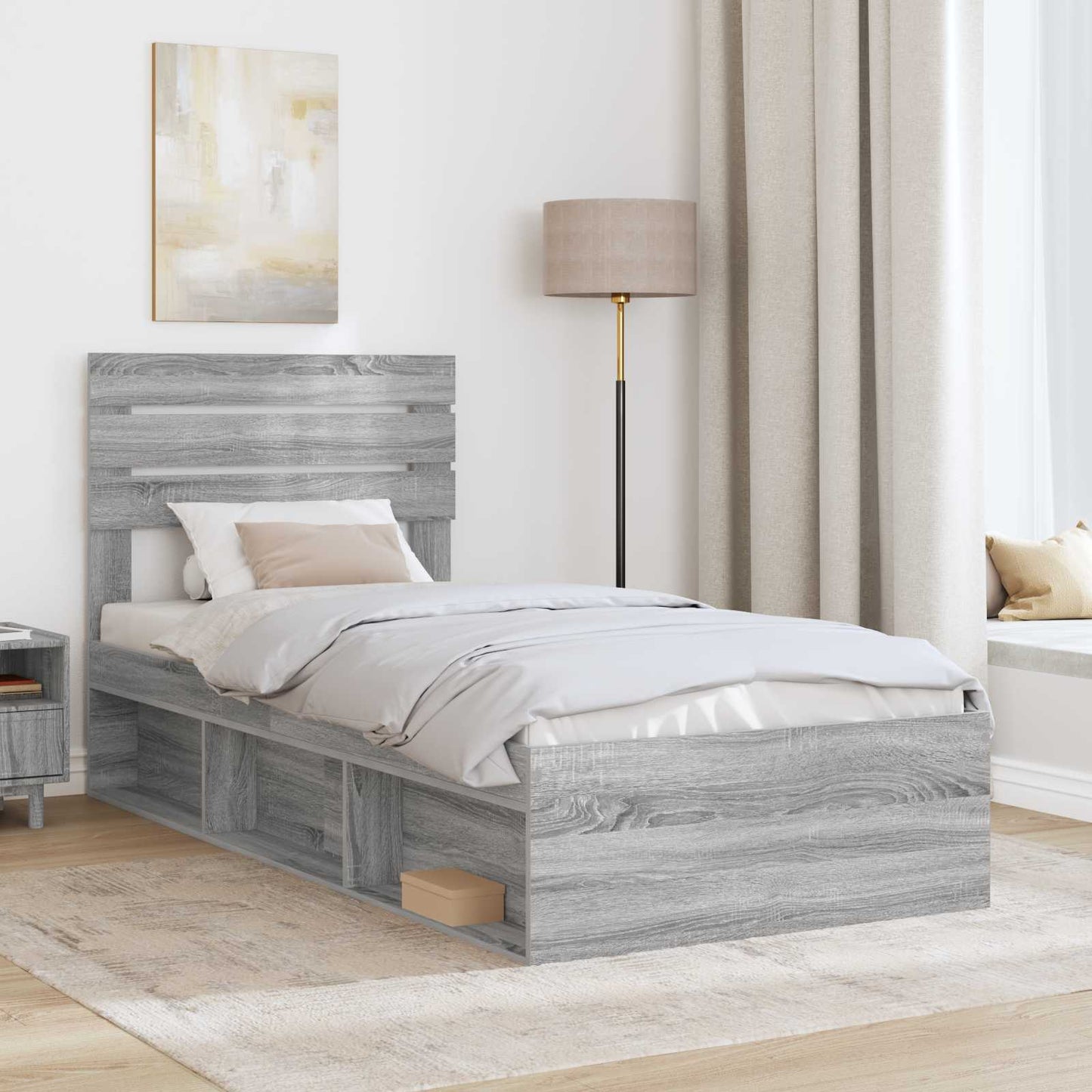 Struttura del letto Grigio Sonoma 100 x 200 cm Pino massello | homemem39