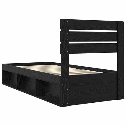 Struttura del letto con testiera Nero 90 x 200 cm Pino massello | homemem39