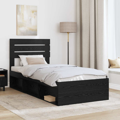 Struttura del letto con testiera Nero 90 x 190 cm Pino massello | homemem39