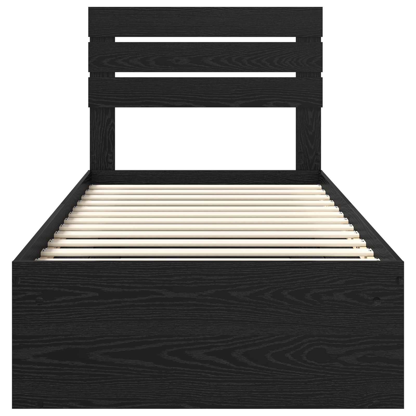 Struttura del letto con testiera Nero 90 x 190 cm Pino massello | homemem39