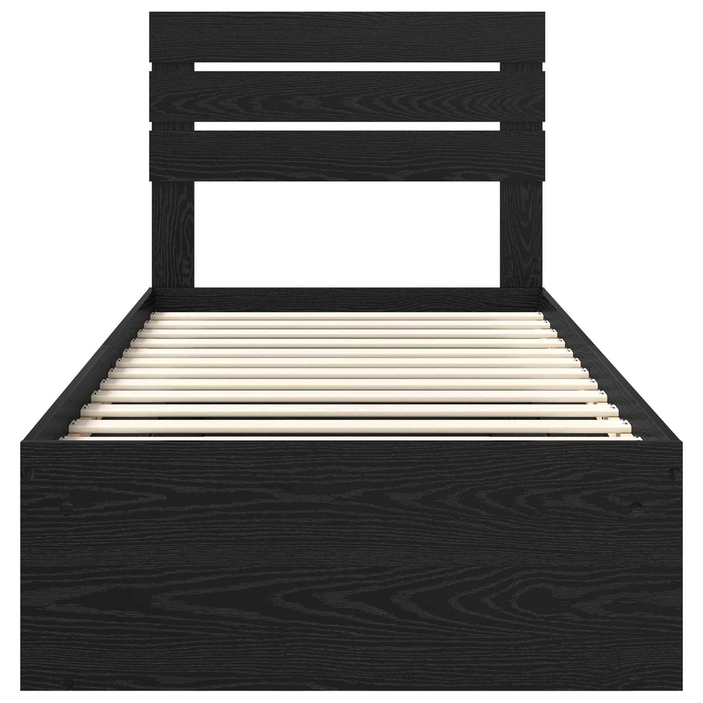 Struttura del letto con testiera Nero 75 x 190 cm Pino massello | homemem39