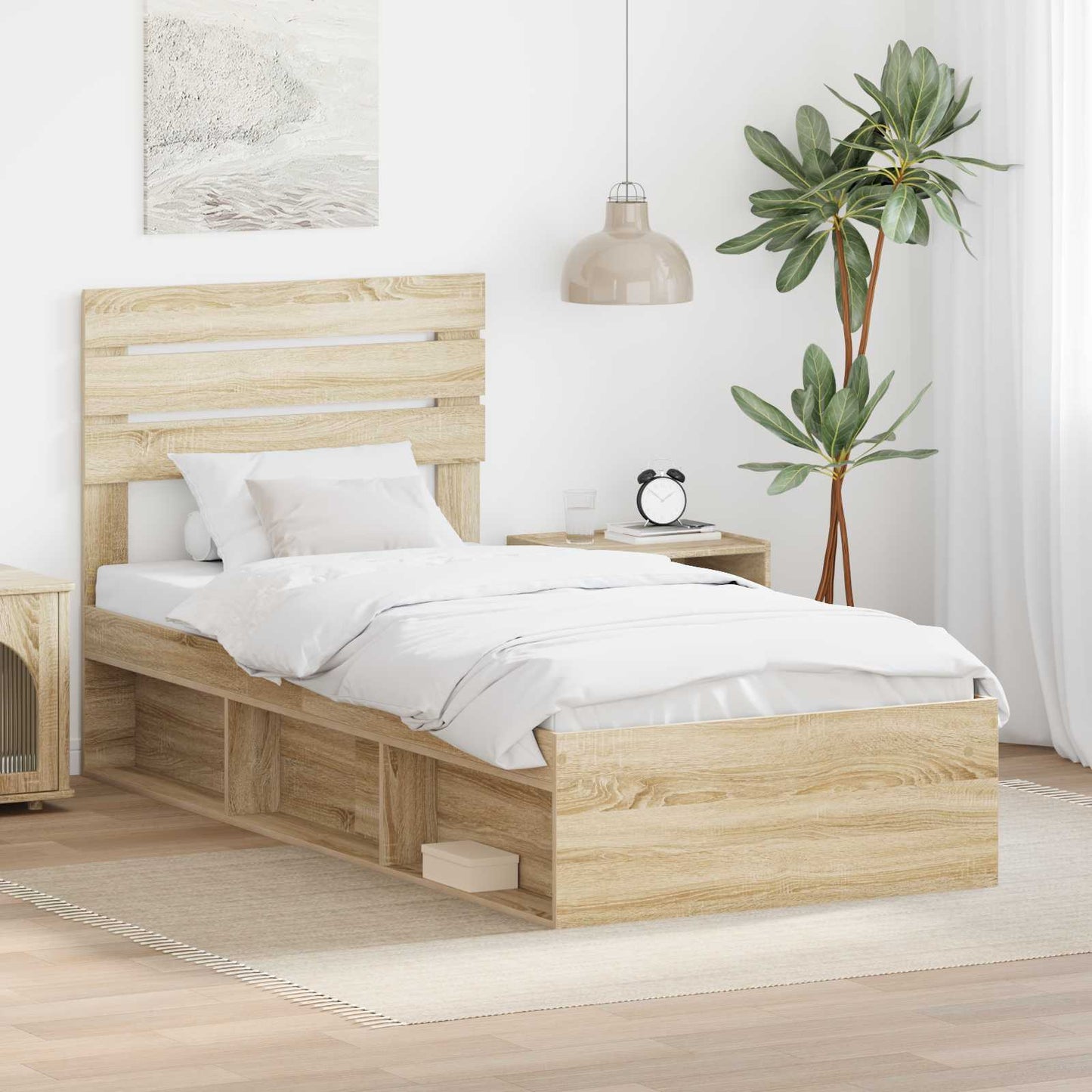 Struttura del letto Rovere Sonoma 75 x 190 cm Pino massello | homemem39