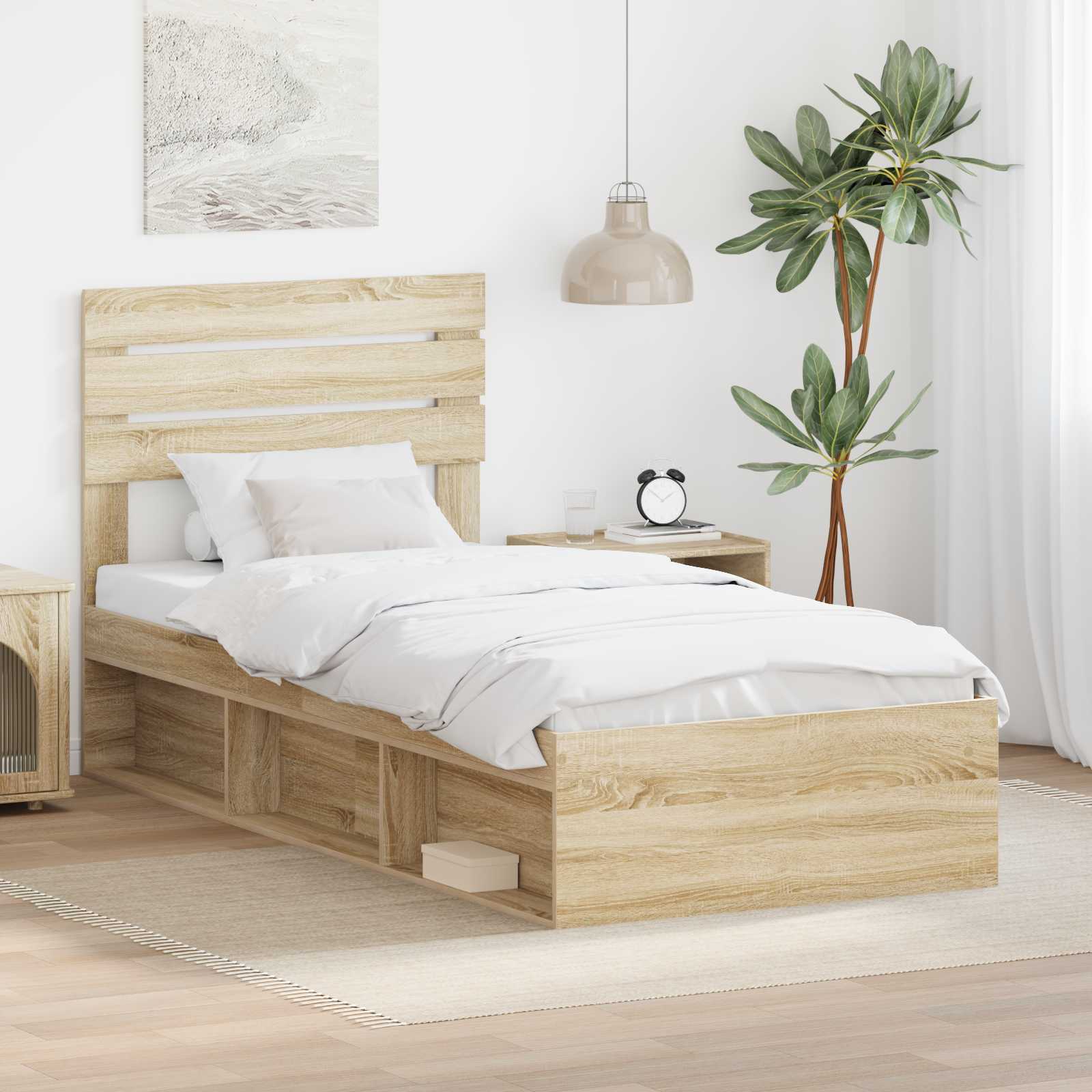 Struttura del letto Rovere Sonoma 75 x 190 cm Pino massello | homemem39
