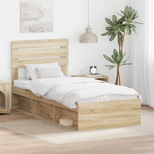 Struttura del letto Rovere Sonoma 75 x 190 cm Pino massello | homemem39