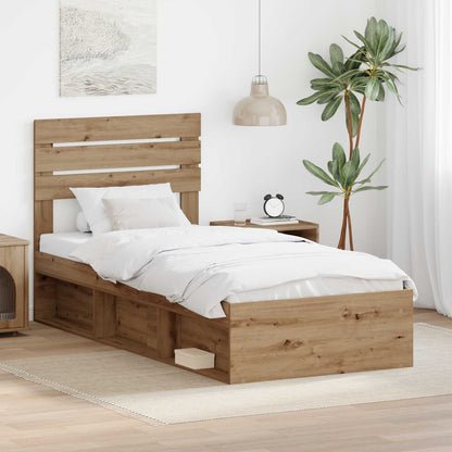 Struttura del letto con testiera Rovere Artigianale 75 x 190 cm | homemem39