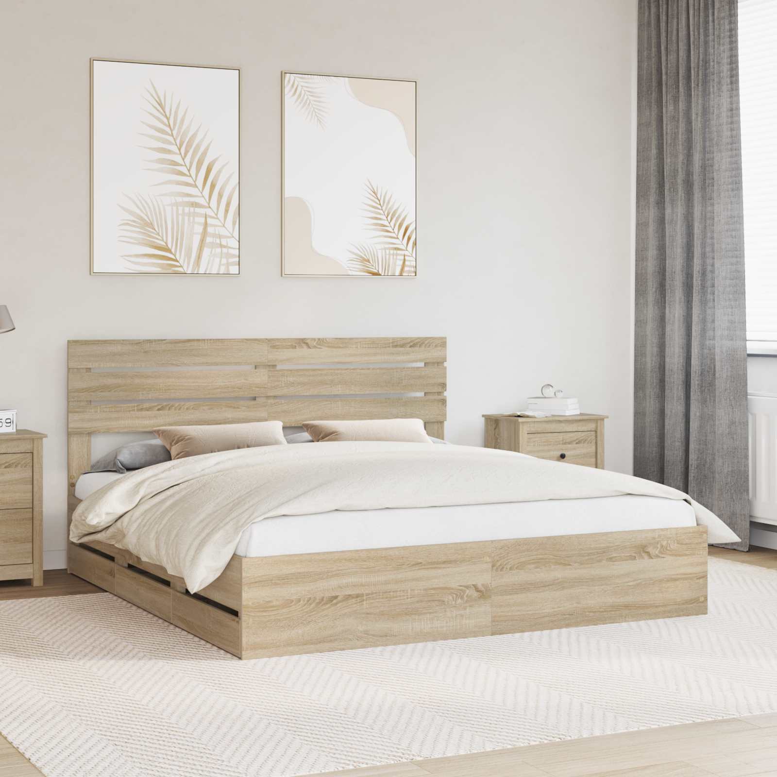 Struttura del letto con cassetto Rovere Sonoma 200 x 200 cm | homemem39