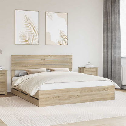 Struttura del letto con cassetto Rovere Sonoma 200 x 200 cm | homemem39
