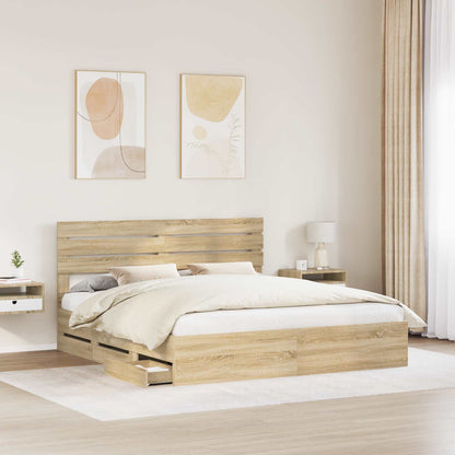 Struttura del letto con cassetto Rovere Sonoma 200 x 200 cm | homemem39
