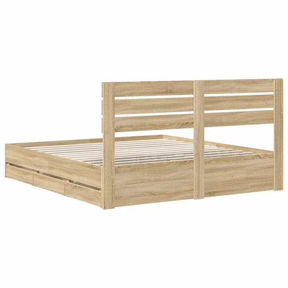 Struttura del letto con cassetto Rovere Sonoma 200 x 200 cm | homemem39