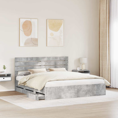 Struttura del letto con cassetto Grigio cemento 200 x 200 cm | homemem39