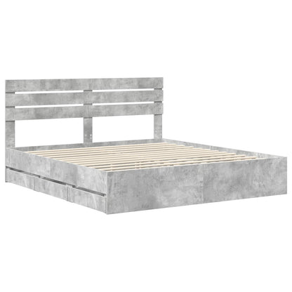 Struttura del letto con cassetto Grigio cemento 200 x 200 cm | homemem39