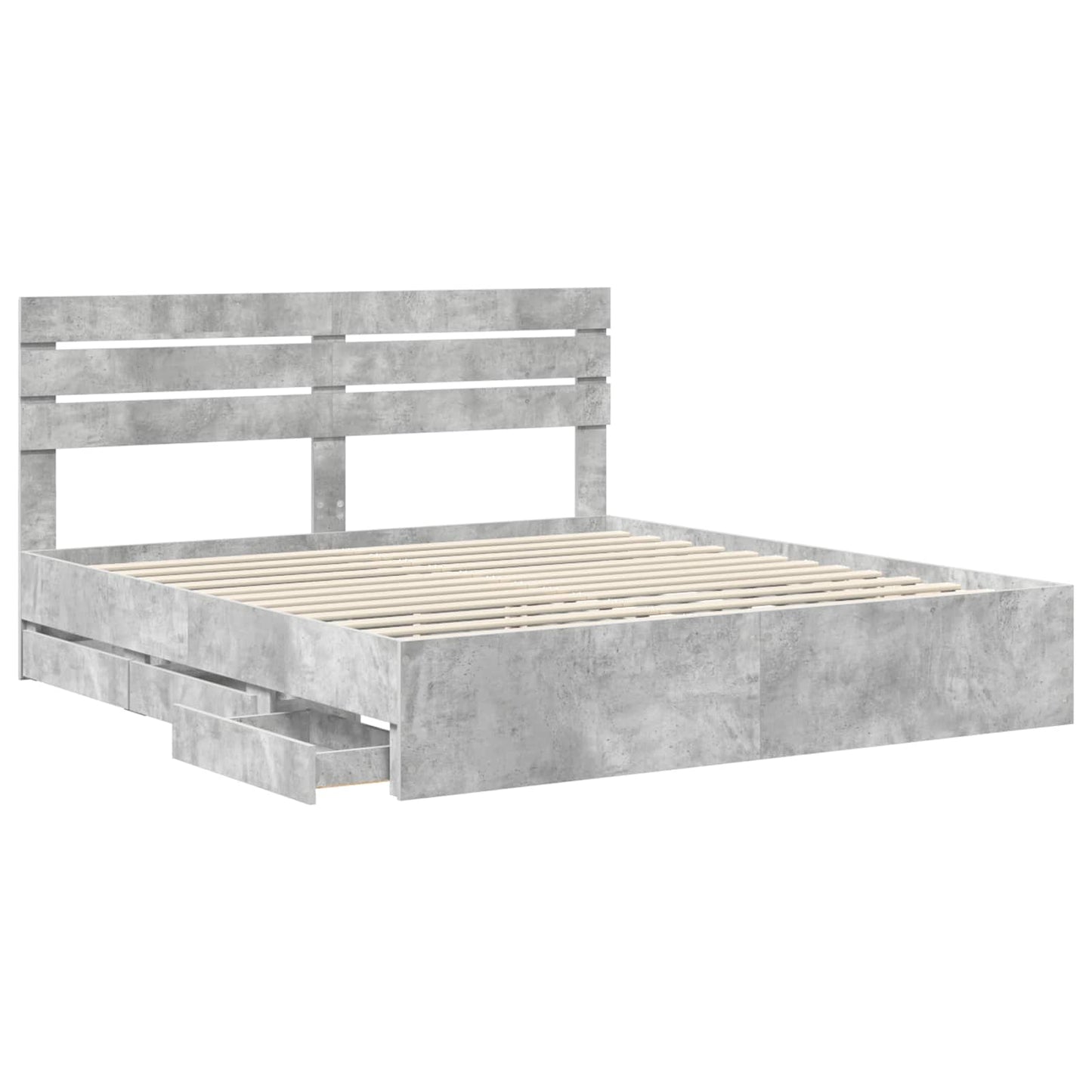 Struttura del letto con cassetto Grigio cemento 200 x 200 cm | homemem39