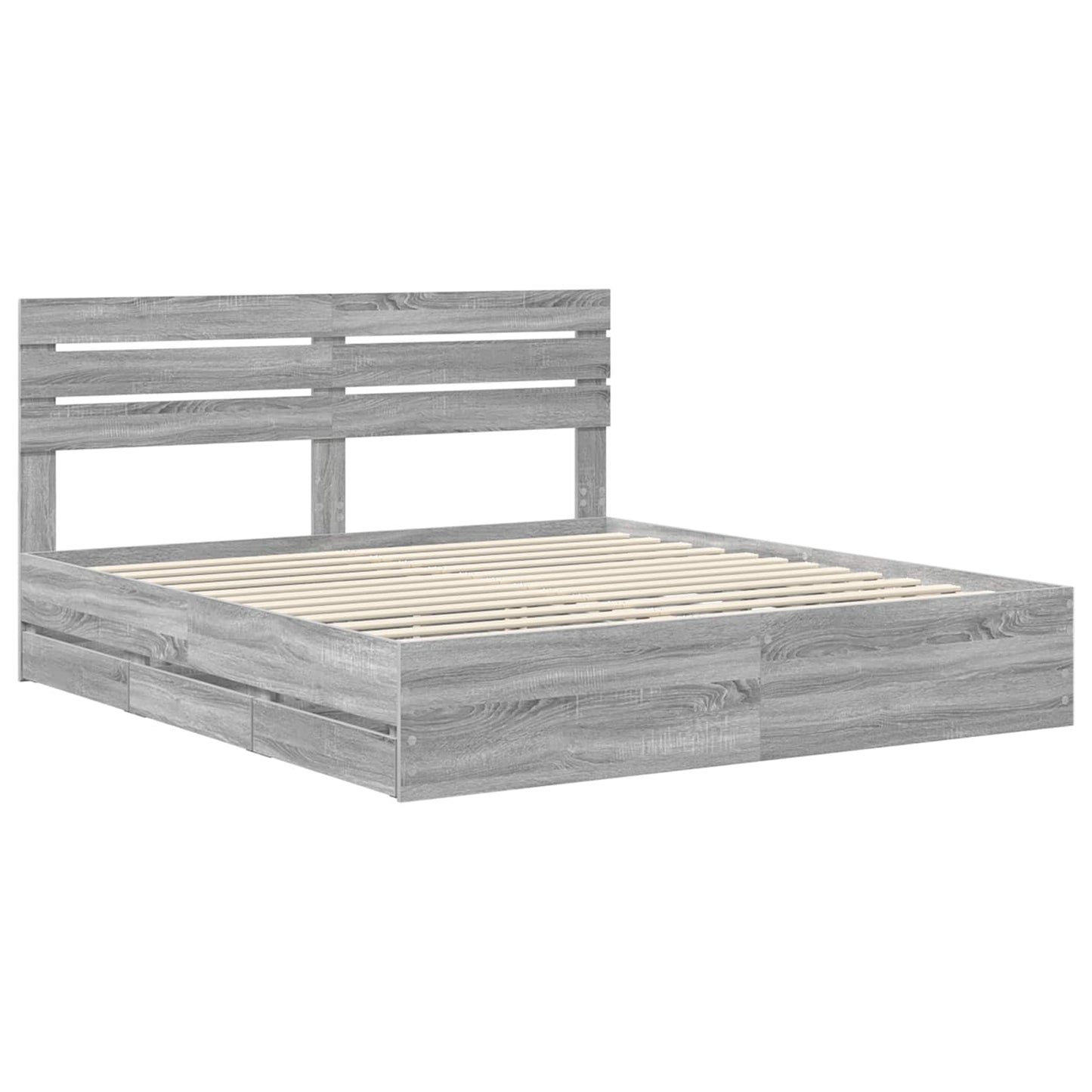 Struttura del letto con cassetto Grigio Sonoma 200 x 200 cm | homemem39