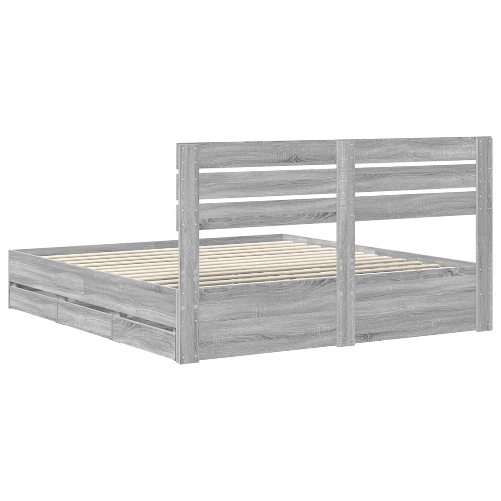 Struttura del letto con cassetto Grigio Sonoma 200 x 200 cm | homemem39