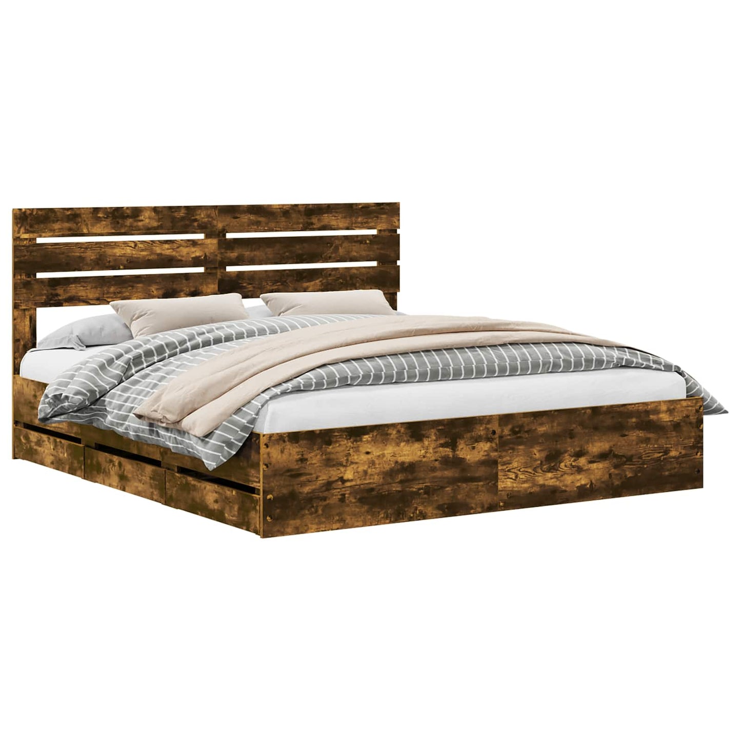 Struttura del letto con cassetto Rovere fumé 180 x 200 cm