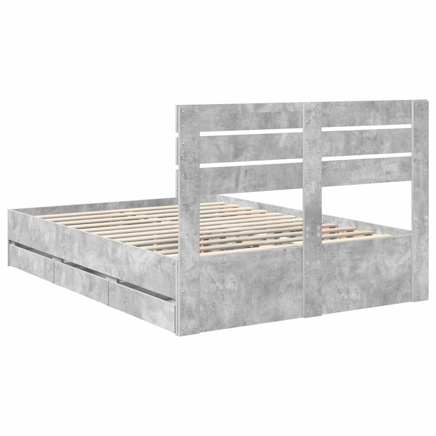 Struttura del letto con cassetto Grigio cemento 160 x 200 cm