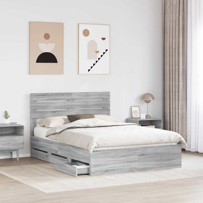 Struttura del letto con cassetto Grigio Sonoma 160 x 200 cm