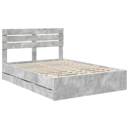 Struttura del letto con cassetto Grigio cemento 150 x 200 cm
