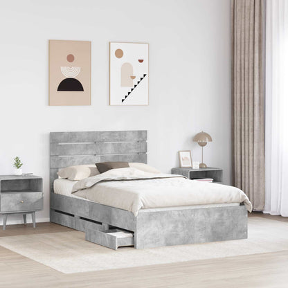 Struttura del letto con cassetto Grigio cemento 135 x 190 cm | homemem39