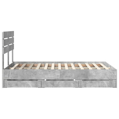 Struttura del letto con cassetto Grigio cemento 135 x 190 cm | homemem39