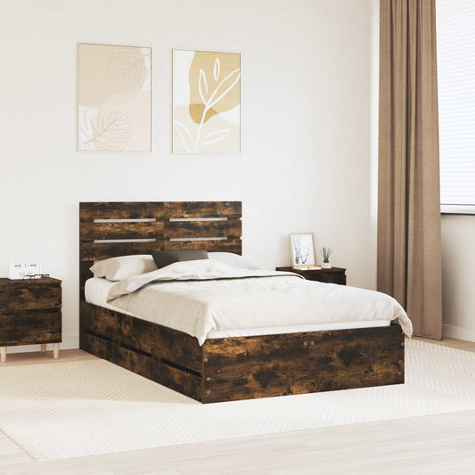 Struttura del letto con cassetto Rovere fumé 135 x 190 cm | homemem39